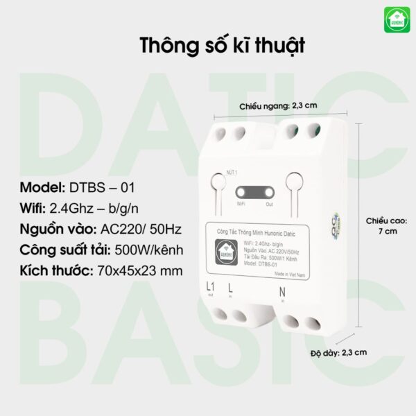 Công Tắc Thông Minh Điều Khiển Từ Xa Hunonic Datic Basic 99K - Ảnh 3